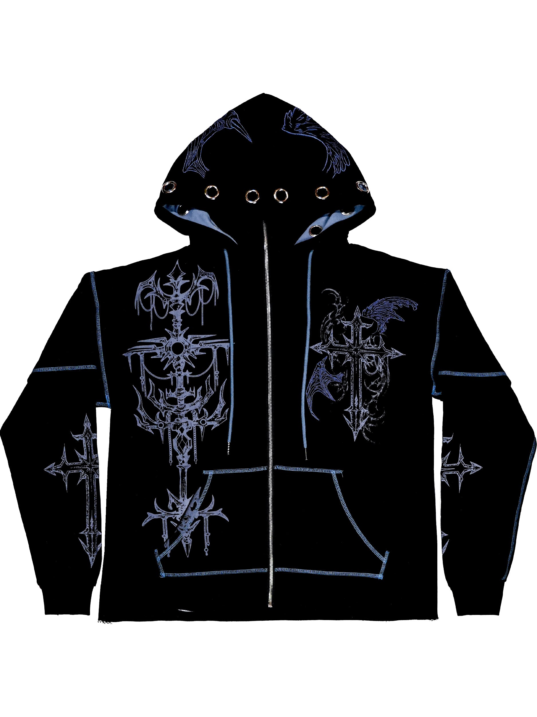 FALLEN - Layered Zip-up Hoodie – Pinku Kult