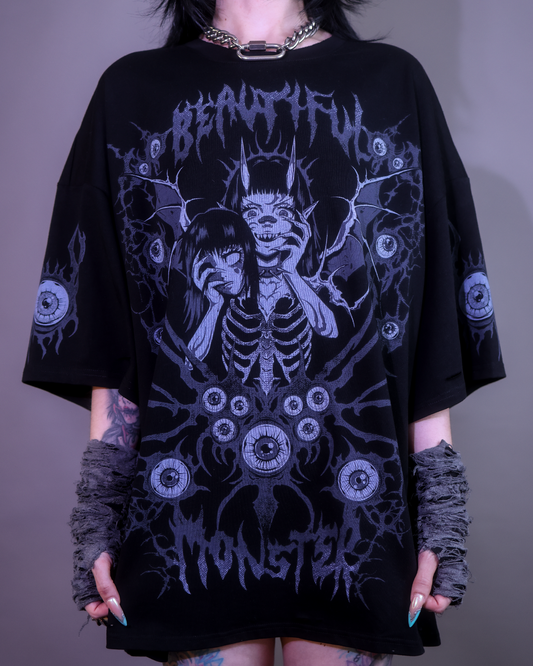 BEAUTIFUL MONSTER - Distressed Oversize Short Sleeve