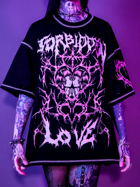 FORBIDDEN LOVE - Distressed Oversize Short Sleeve