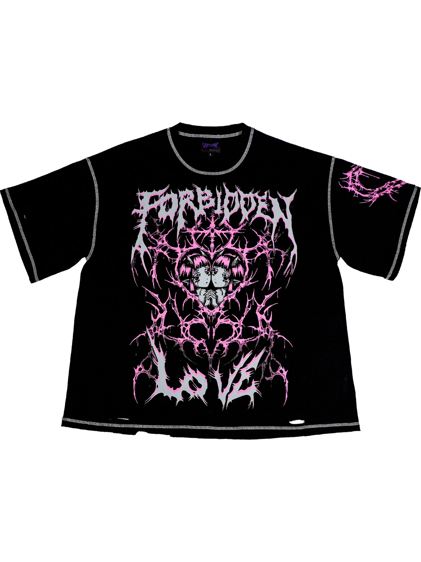 FORBIDDEN LOVE - Distressed Oversize Short Sleeve