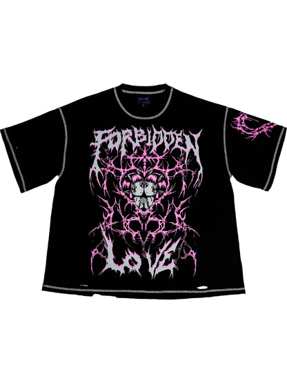 FORBIDDEN LOVE - Distressed Oversize Short Sleeve