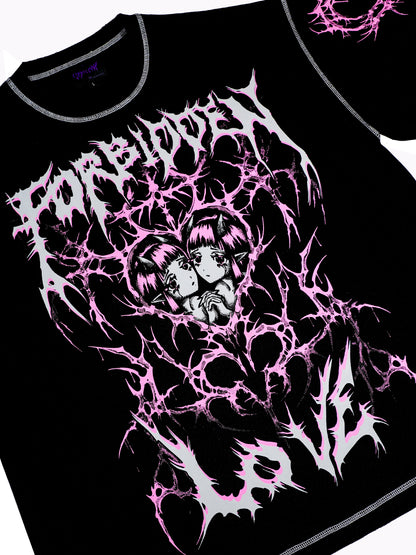 FORBIDDEN LOVE - Distressed Oversize Short Sleeve