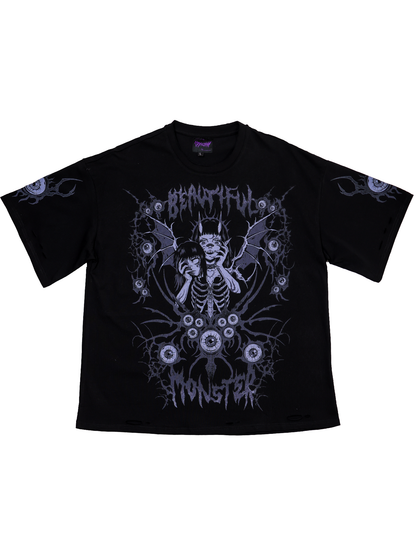 BEAUTIFUL MONSTER - Distressed Oversize Short Sleeve