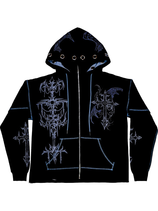 FALLEN - Layered Zip-up Hoodie