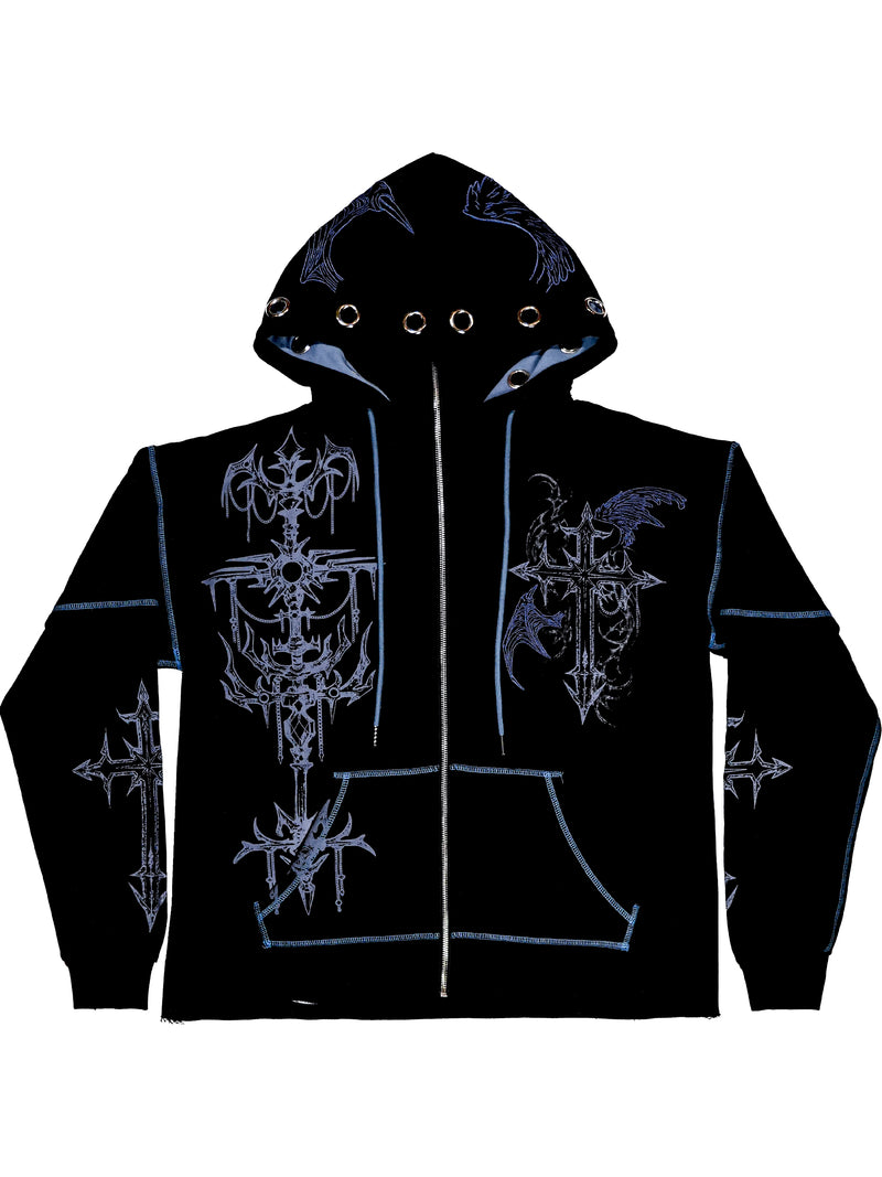 FALLEN - Layered Zip-up Hoodie