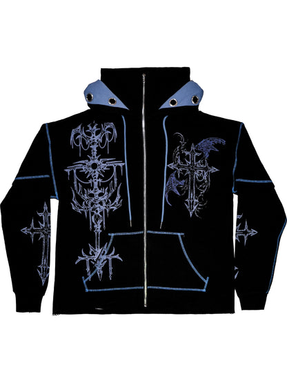 FALLEN - Layered Zip-up Hoodie