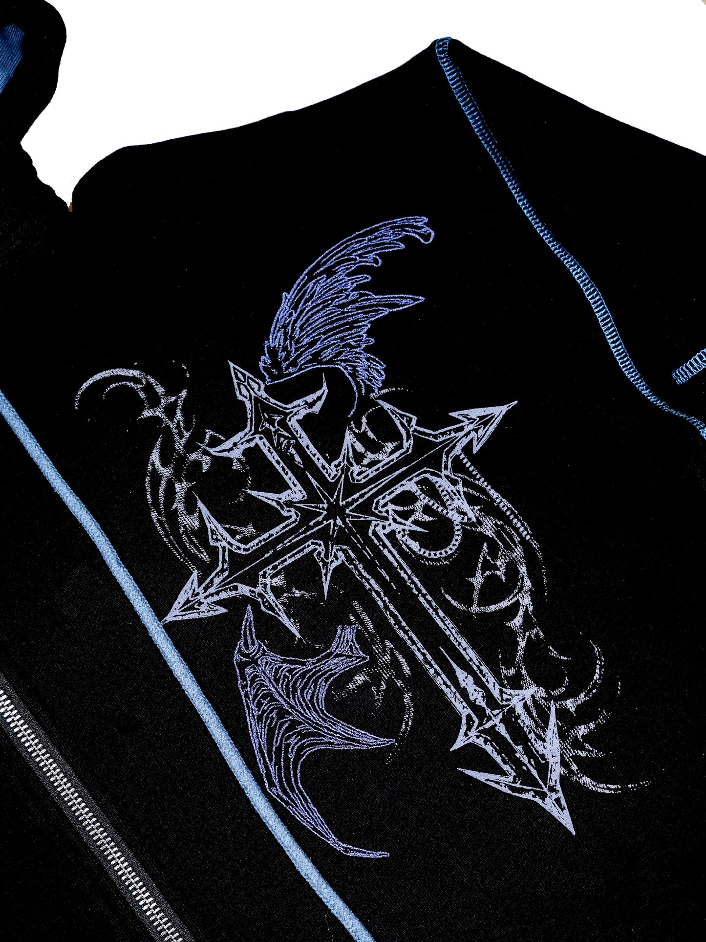 FALLEN - Layered Zip-up Hoodie