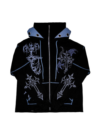 FALLEN - Layered Zip-up Hoodie