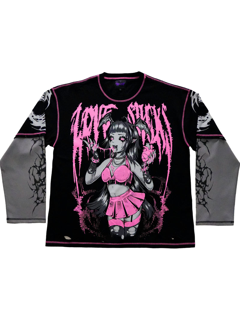 LOVE SUCKS - Layered Long Sleeve