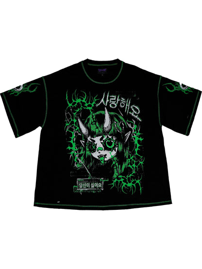 LOVE AND HATE - Distressed Oversize Short Sleeve