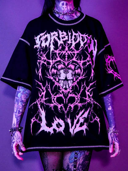 FORBIDDEN LOVE - Distressed Oversize Short Sleeve