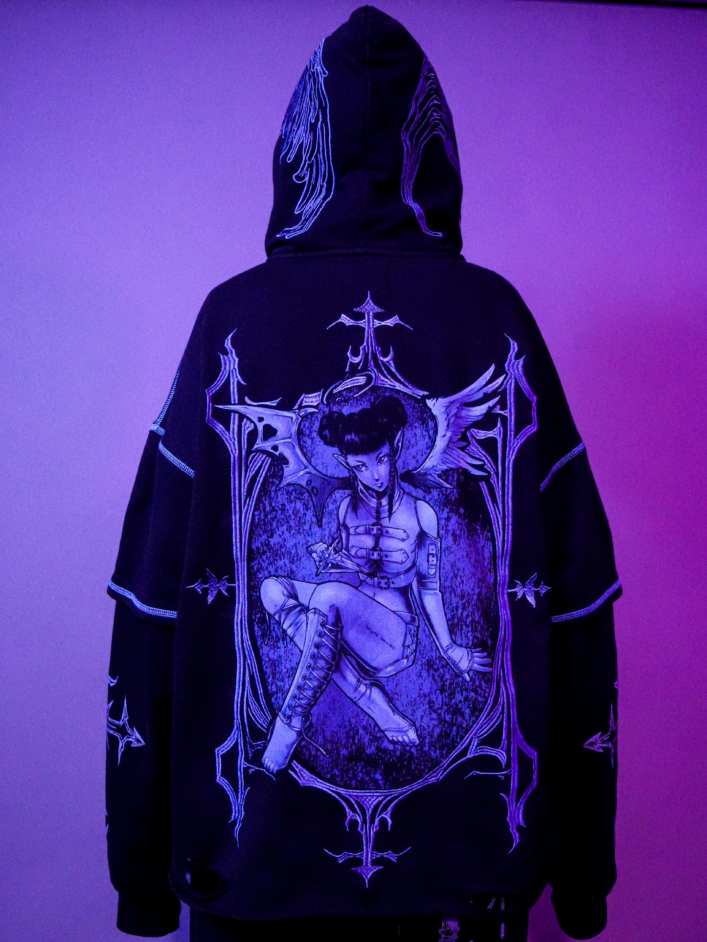 FALLEN - Layered Zip-up Hoodie