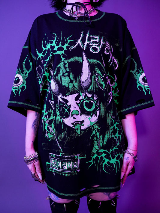 LOVE AND HATE - Distressed Oversize Short Sleeve